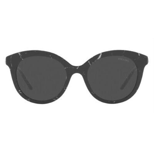 Prada 0PR 02YSF Sunglasses Women Black Marble Round 52mm