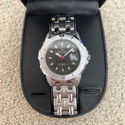 Croton Men s Stainless Steel Watch with Black Face