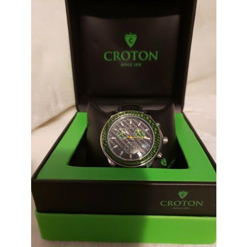 Croton Chronomaster Leather Strap Chronograph Men`s Watch CC311295