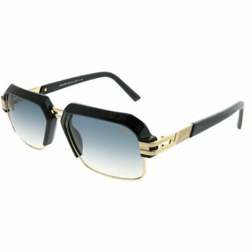 Cazal 6020 001SG Black Gold Plastic Square Sunglasses Grey Gradient Lens