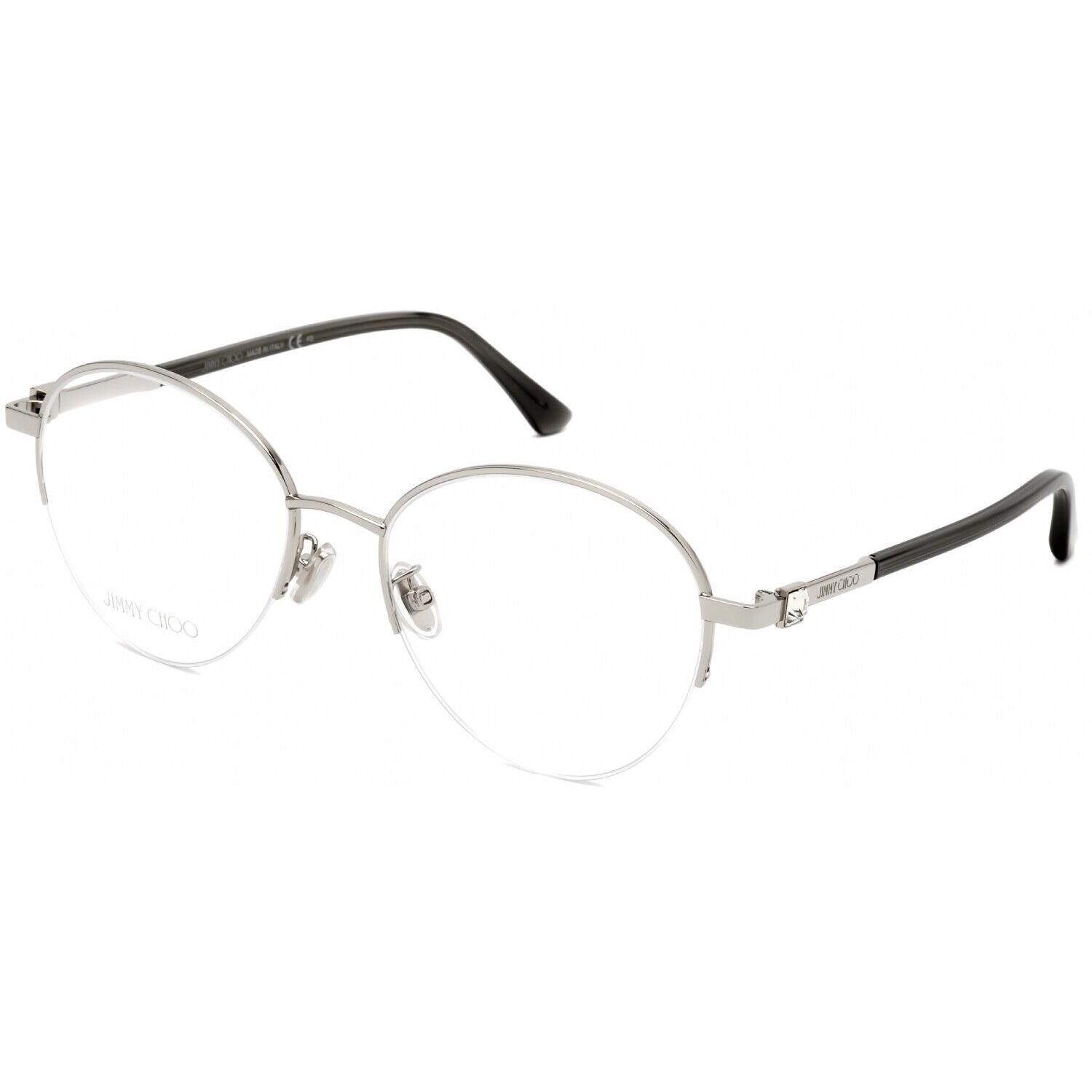 NY22 Jimmy Choo JC 290/F Silver Black Glitter Women`s Metal Eyeglasses 54mm