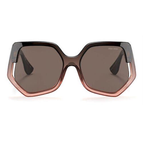Miu Miu MU 07VSA Sunglasses Women Brown Gradient Transparent Irregular 55mm