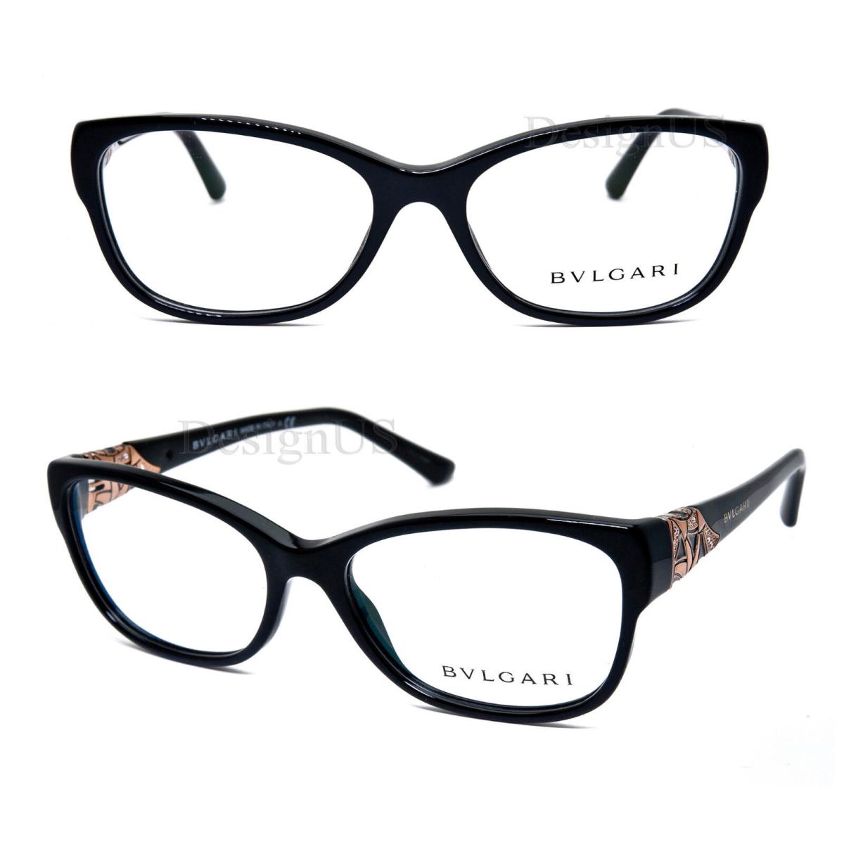 Bvlgari 4104-B 501 Crystal Black 54/16/140 Eyeglasses Made Italy