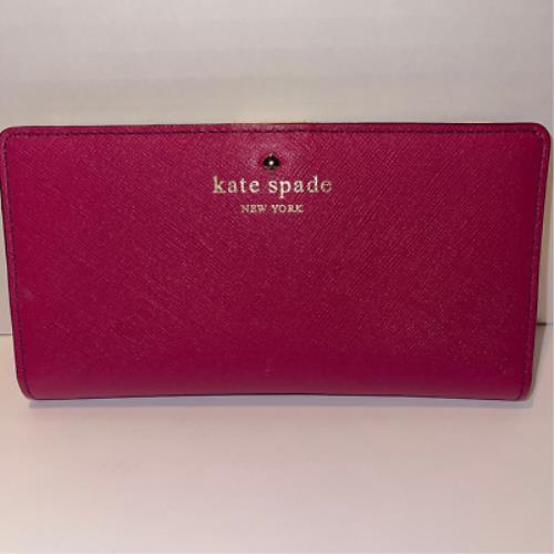 Kate Spade York Womens Mikas Pond Stacy Bifold Wallet Pink Snap Pocket S