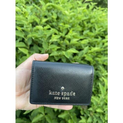 Kate Spade Black Staci Micro Tri Fold Small Bifold Wallet