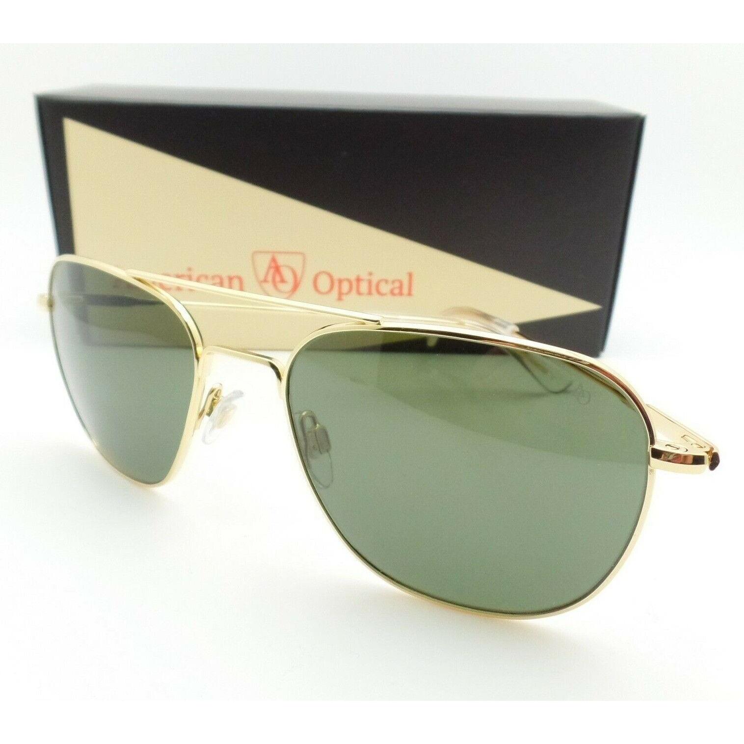 American Optical Original Pilot AO American Optical Pilot 23k Gold Green Glass Skull Sunglasses