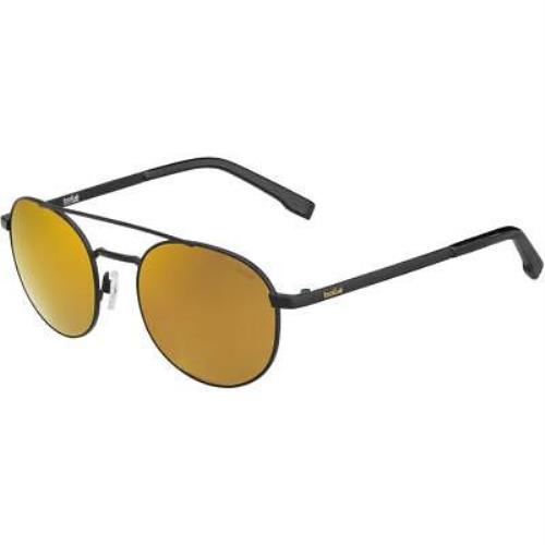 Bolle Ova Sunglasses Black Matte HD Polarized Brown Gold Cat 3