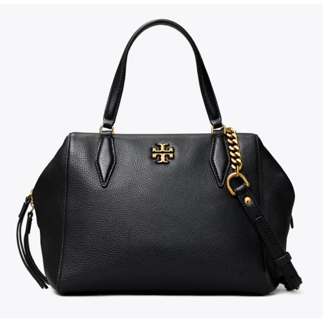 Tory Burch Women`s Kira Pebbled Leather Satchel Handbag - Black