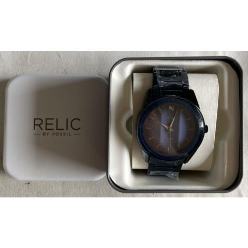 relic by fossil men's rylan diamond accent blue watch