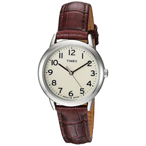 Timex Women`s TW2R30300 Easy Reader 30mm Croco Pattern Brown Leather