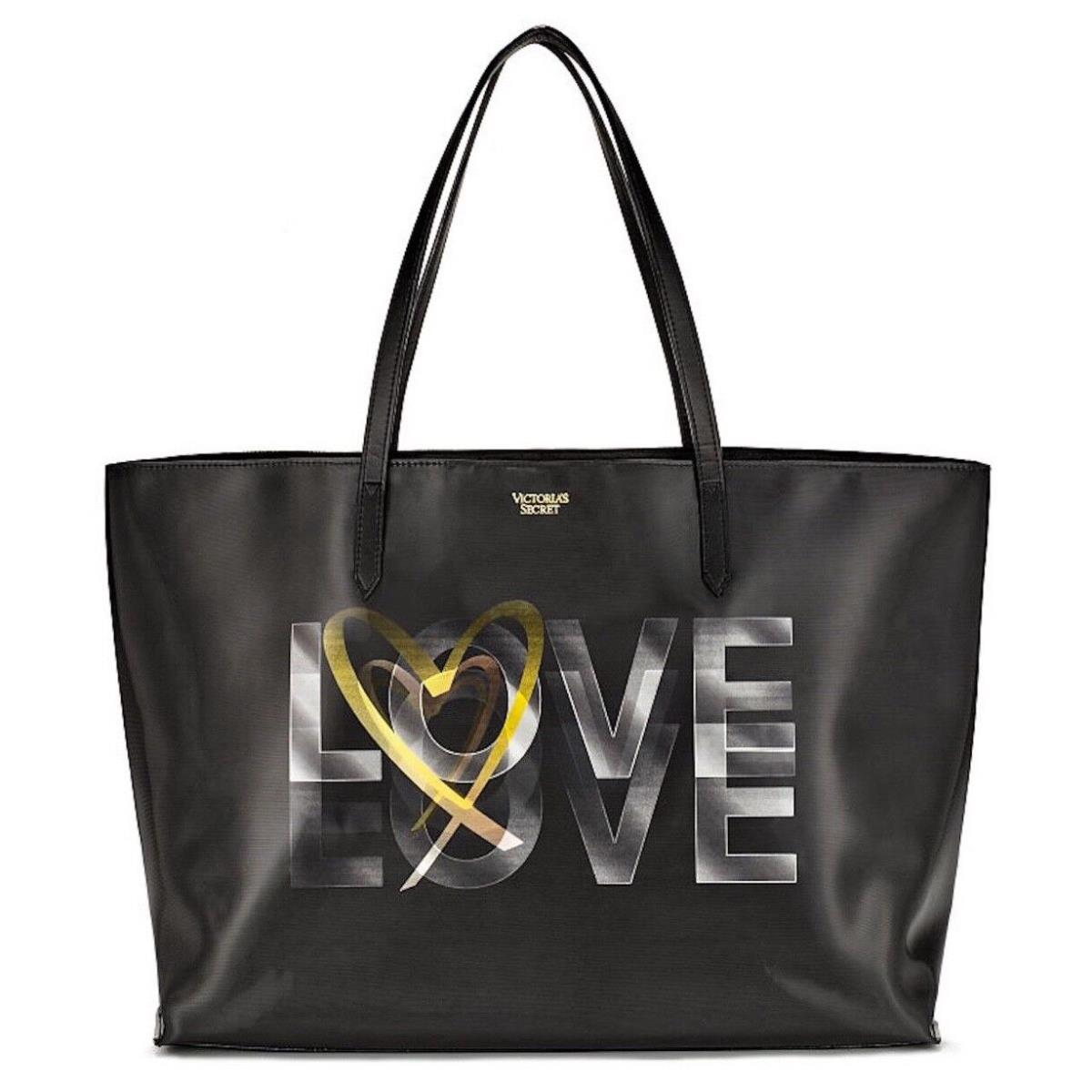 Victorias Secret Black Large 3D Love Tote Weekender Get Away Overnight Bag