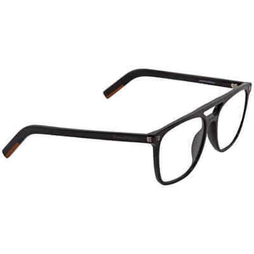 Ermenegildo Zegna Men`s Black Rectangular Eyeglasses EZ012401A56 EZ012401A56