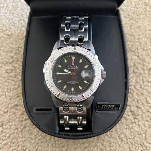 Croton Crotin Mens Aquamatic Black and Stainless Steel Watch