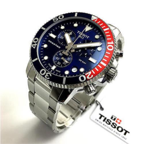 Mens Tissot 1853 Seastar 1000 Chronograph Steel Diver`s Watch T1204171104103