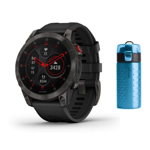 Garmin Epix Gen 2 Smartwatch Sapphire Black Titanium with Tumbler Bundle