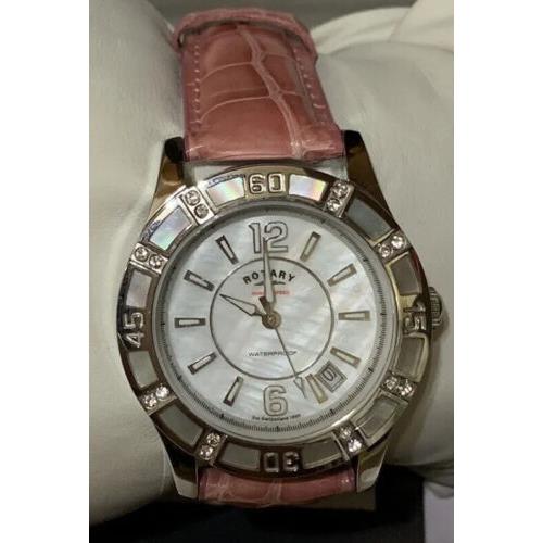 Rotary Chronospeed LB03442/41 S.steel Pink Leather Mop Dial Women`s Watch 35 mm