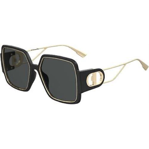 w/ Box Womens Christian Dior 30Montaigne 2M2-2K 57mm Black / Gold Sunglasses