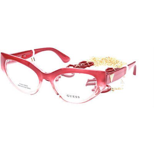 Guess GU2853 074 Women`s Eyeglasses Frames 5520135 Pink w/ Chain