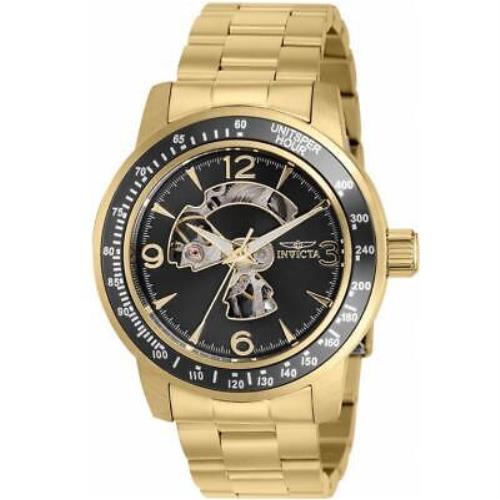 Invicta Specialty 38556 Men`s Gold Tone Tachymeter Mechanical Black Dial Watch