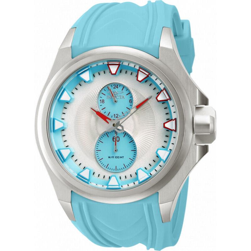 Invicta Men`s 51mm S1 Rally Antique Silver Light Blue Dial Silicone Strap Watch