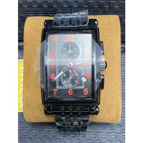 Invicta 35mm Cuadro Quartz Chronograph Black Stainless Steel Model 34833 Watch
