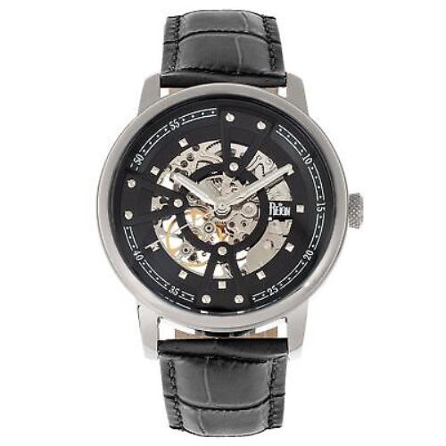 Reign Belfour Automatic Skeleton Leather-band Watch - Silver/black