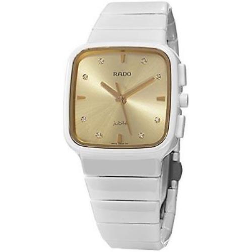 Rado R28900702 Watch R5.5 Ladies - Gold Dial White Ceramic Case Quartz Movement