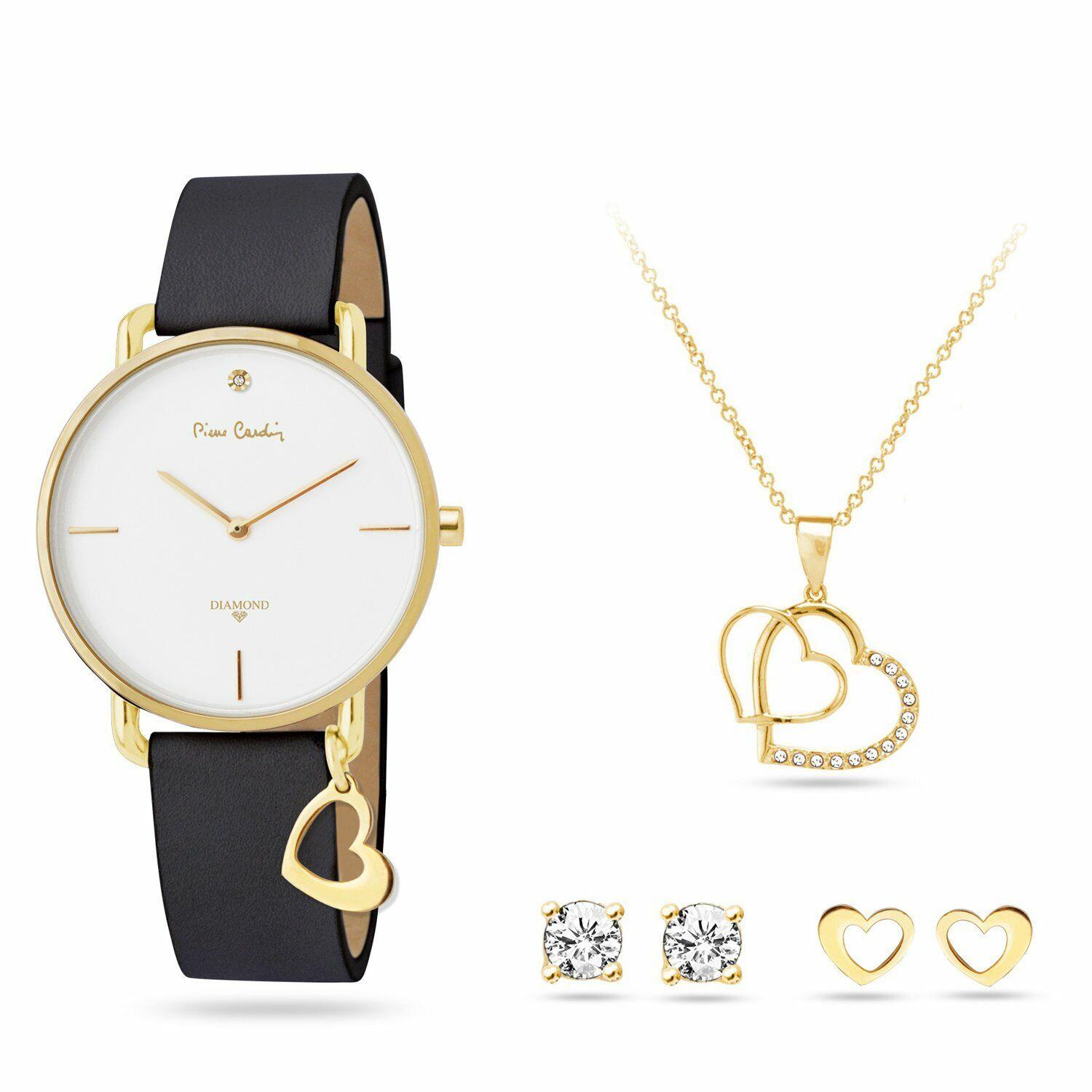 Pierre Cardin Gold Watch with Earrings and Necklace Set