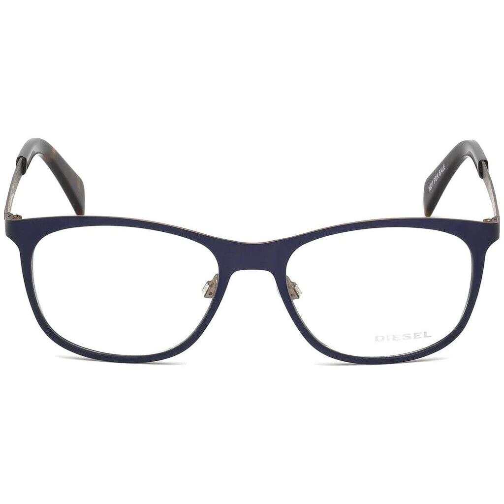 Diesel DL5220 091 Blue Modified Rectangle Eyeglasses Frame 52-17-140 RX