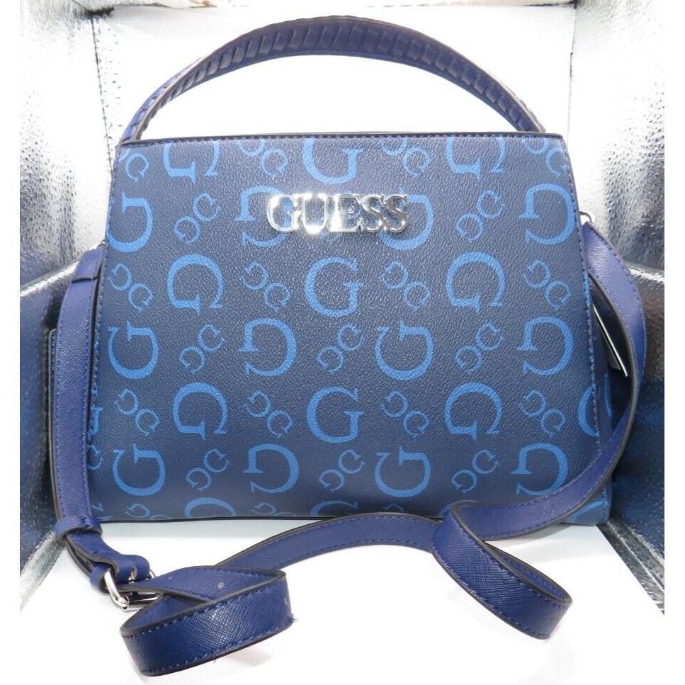 Blue Guess Satchel Purse Tote Hand Bag Crossbody Navy Elian SV861605