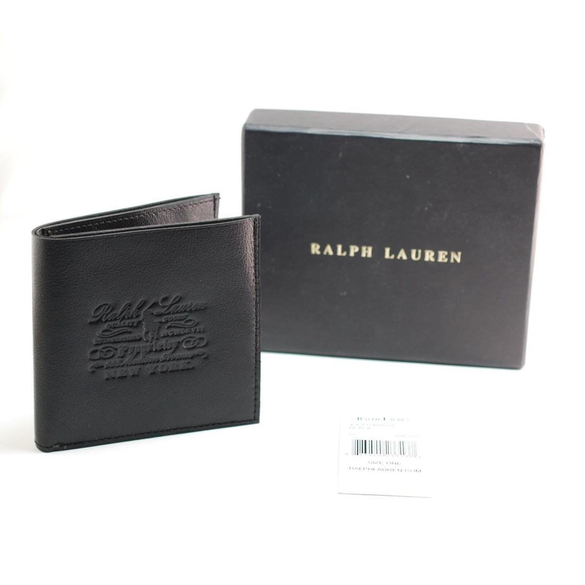 Ralph Lauren Rlpc Black All Leather 6-Card Bifold Wallet Made In Italy Rare