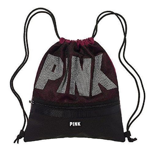 Victorias Secret Pink Graphic Draw String Backpack Tote Bag Gym School Bag