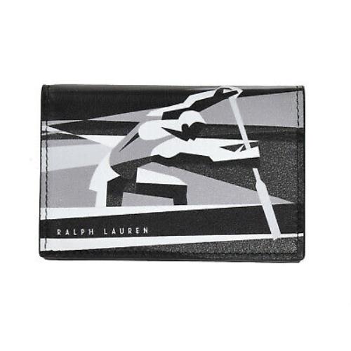 Ralph Lauren Purple Label Leather Art Deco Gusseted Card Case Wallet