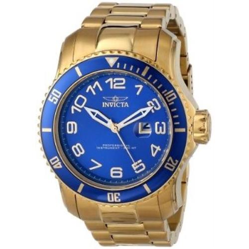 Invicta Pro Diver Blue Dial 18kt Gold Ion-plated Men`s Watch 15347