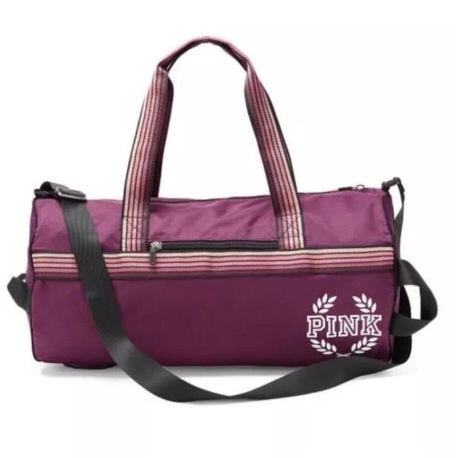Victoria`s Secret Pink Campus Purple Retro Duffle Gym Bag Tote School Sport