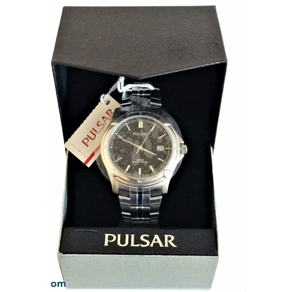 Pulsar PXH847X Men`s Black Dial Silver Tone Watch