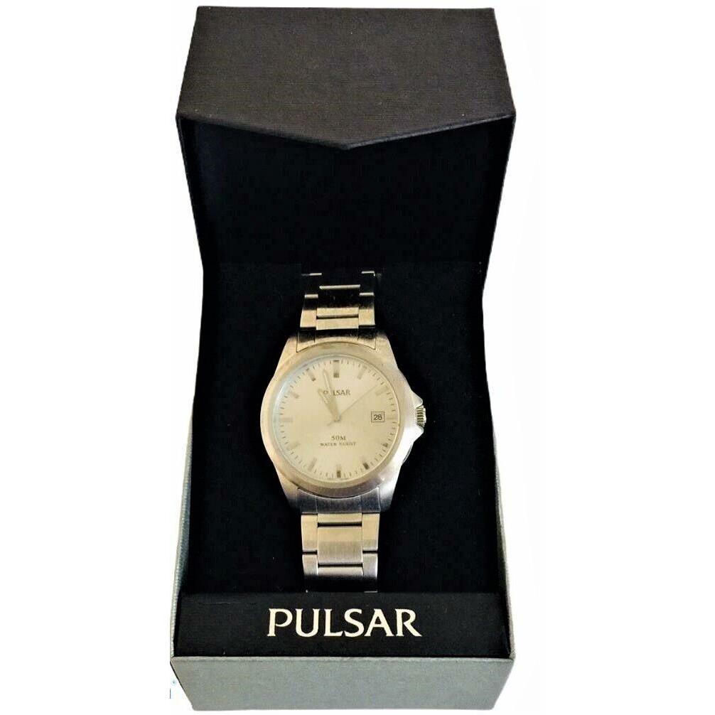 Pulsar PXH845X Men`s 50M Silver Dial Silver Tone Watch