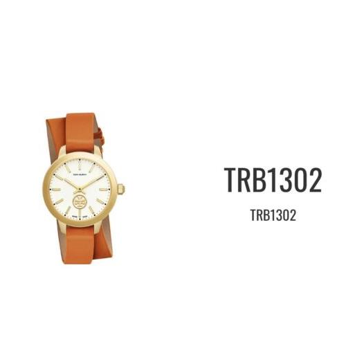 Tory Burch Collins Orange Double Wrap Gold Case Women`s 32mm Watch