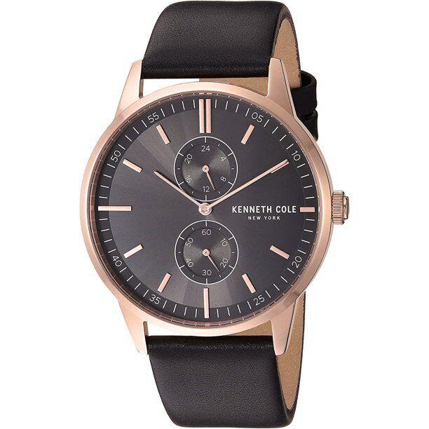 Kenneth Cole Multifunction Brown Leather Rose Gold Case Men s Watch KC50562001