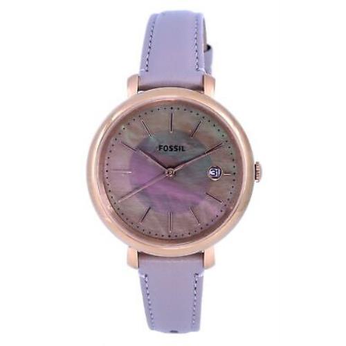 Orient Fossil Jacqueline Leather Grey Mother Of Pearl Dial Solar Es5091 Women`s Watch