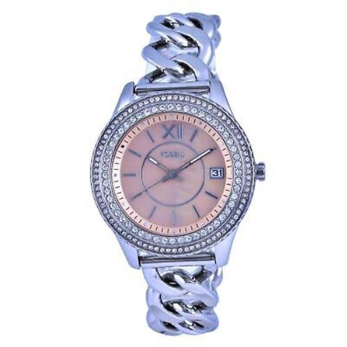 Orient Fossil Stella Crystal Accents Mother Of Pearl Dial Quartz Women`s Watch