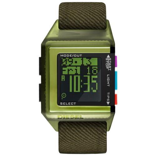 Diesel Men s 40th Anniversary Tipps Digital Olive Canvas Strap Watch