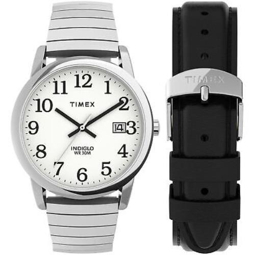 Timex TWG025400 Easy Reader 35mm Expansion Band Watch and Leather Strap Box S