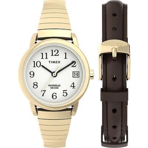 Timex TWG025300 Easy Reader 25mm Expansion Band Watch and Leather Strap Box S