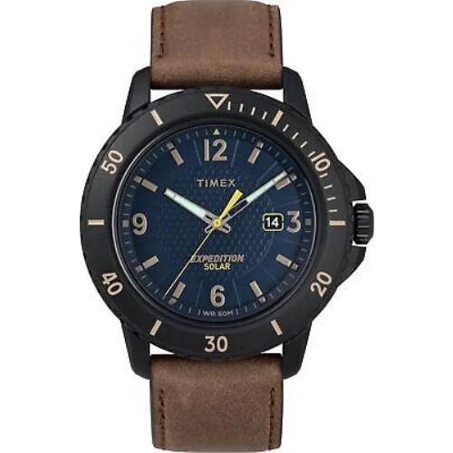 Timex TW4B14600 Men`s Expedition Gallatin Solar Powered Brown Leather Strap W