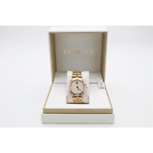 Versace Vanitas Quilted Dial Gold Tone Stainless St Sapphire Crystal Watch