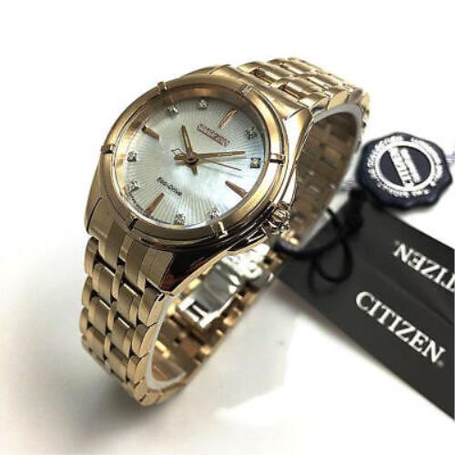 Women`s Citizen Prezia Diamond Accent Pearlized Rose Gold Watch EM0353-50D