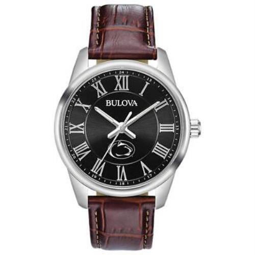 Men`s Penn State University Bulova Brown Leather Watch