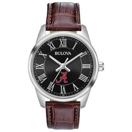Men`s Alabama Crimson Tide Bama Bulova Brown Leather Watch