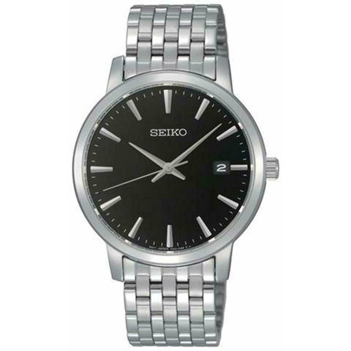 Seiko Black Dial Stainless Steel Mens Watch SGEF89